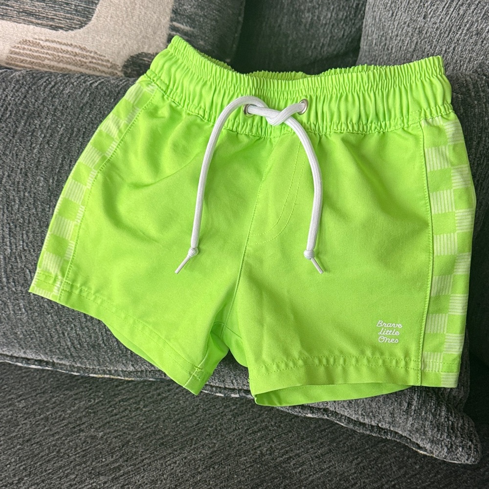 Lime Green Kids Swim Trunks - 2/3T Brave Little Ones